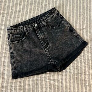 SHEIN Black Stone Washed Denim Jean Shorts Women’s Small High Waisted